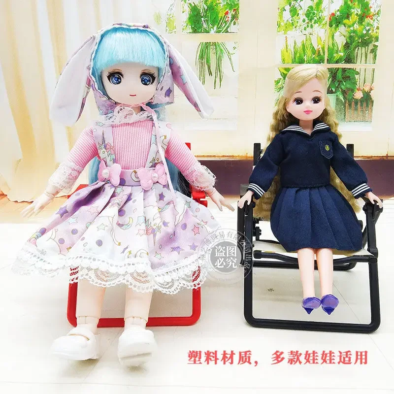 1:6 Dollhouse Mini Colorful Leisure Home Folding Chair Model Furniture Accessories For Doll House Decor Kids Pretend Play Toys