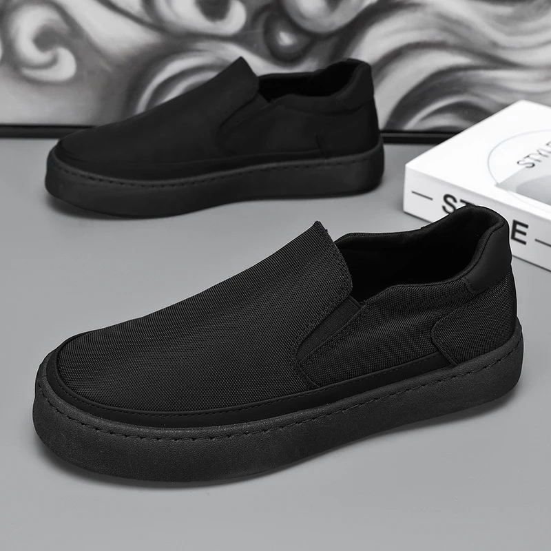 

Men's Canvas Casual Shoes Comfort Walking Flats Vulcanize Shoes Light Lazy Shoes for Men Black Sneakers 2025 New Slip on Loafers