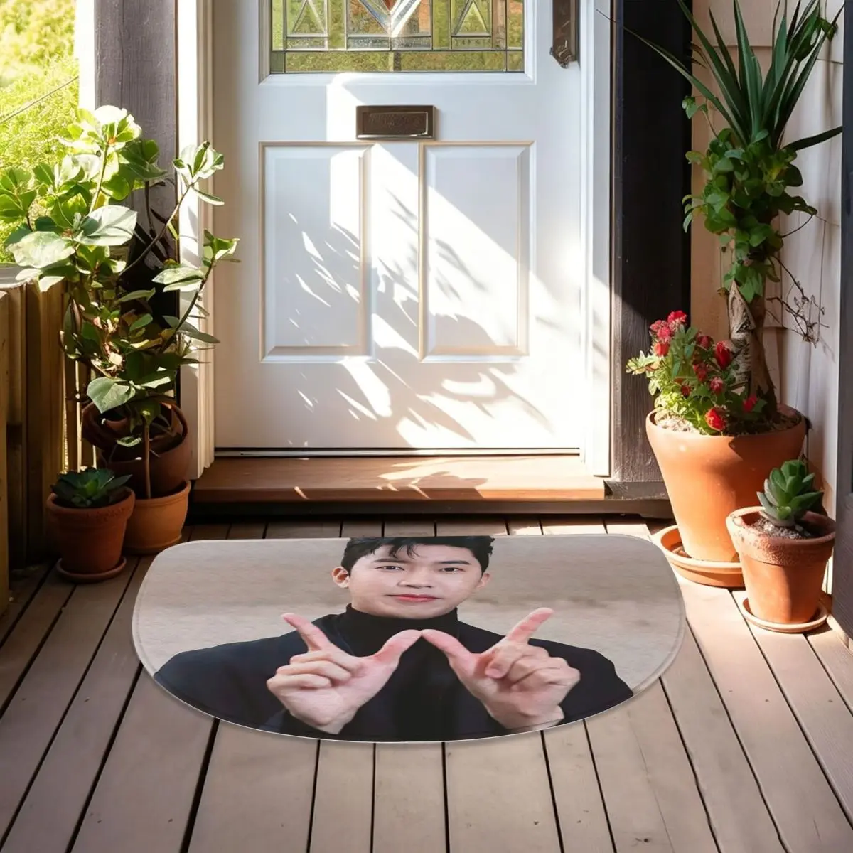 Lim Young Woong Soft Flannel Half Round Doormat Non Slip Bathroom Mat Absorbent Floor Carpet for Living Room