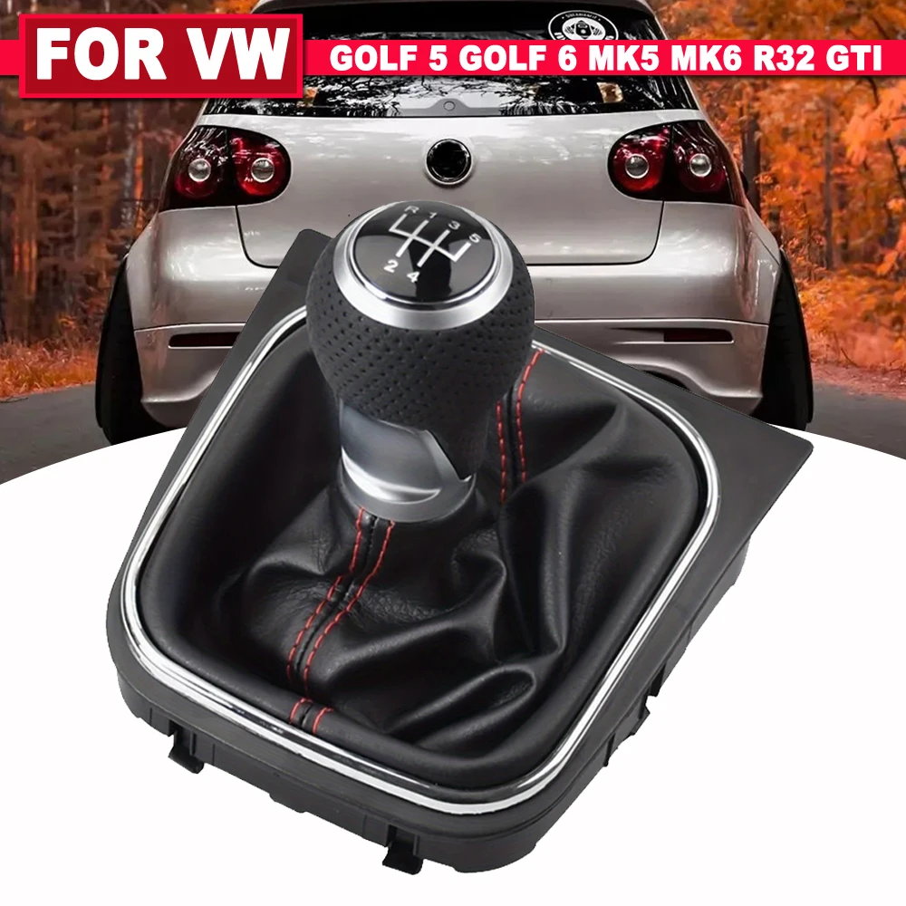 Manual 5 6 Speed Gear Shift Knob Complete Suede Leather Gaiter Boot For Volkswagen VW Golf 5 Golf 6 MK5 MK6 R32 GTI 2004-2009