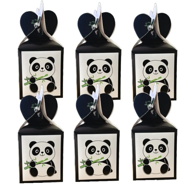 6/24 Pcs White Panda Theme Party Paper Candy Boxes
