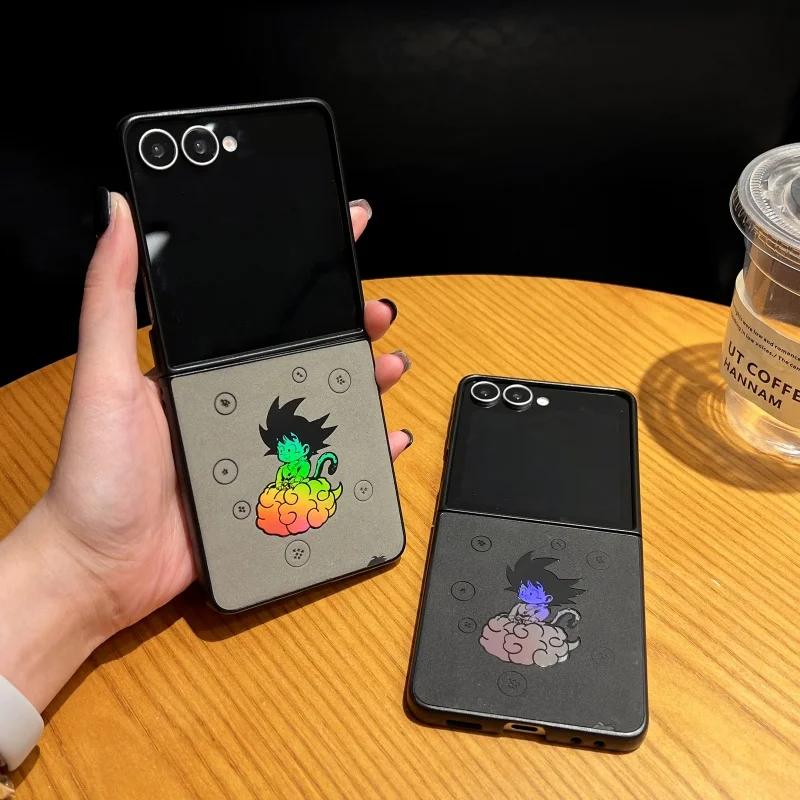 

Cartoon Cute Anime Dragon Ball embossing Anti-fur Laser Folding protect Phone For Samsung ZFlip 4 5 6 ZFlip7 shockproof Cover