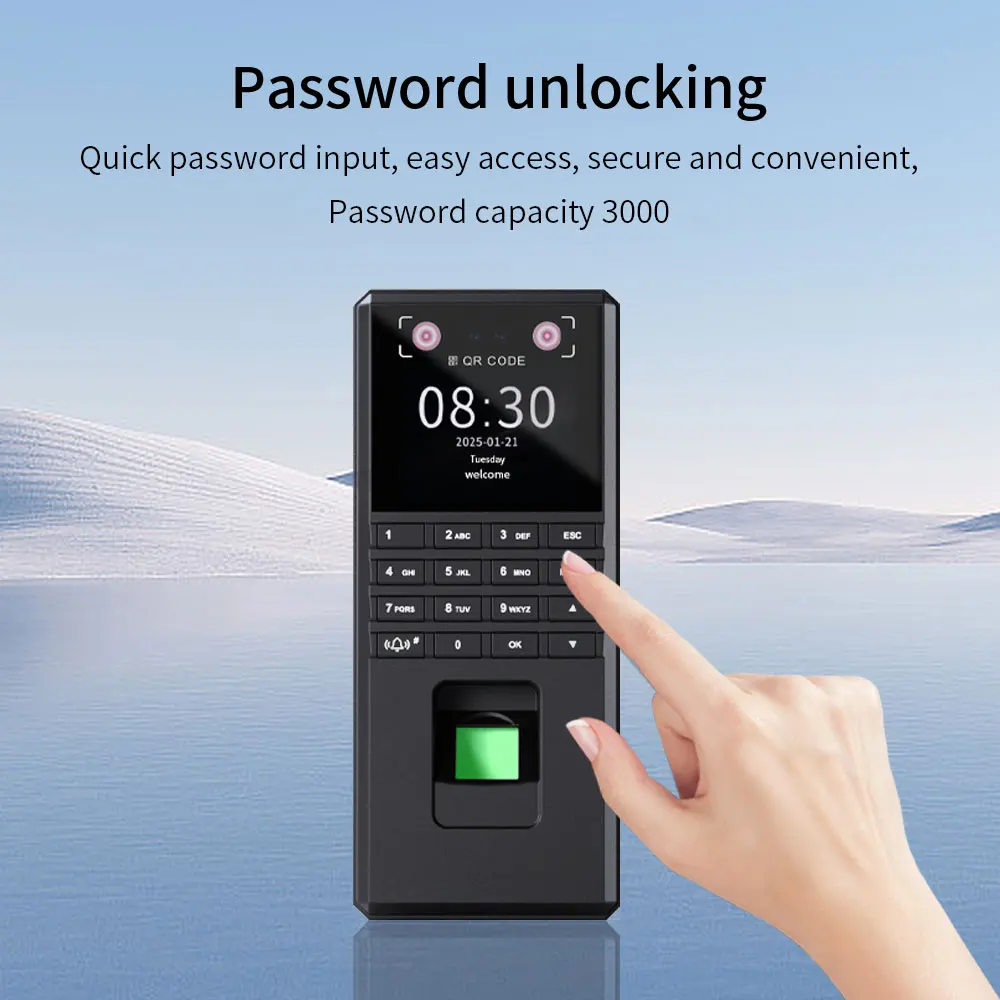 Macchina multifunzione per il controllo degli accessi alle impronte digitali Riconoscimento facciale Gestione delle applicazioni delle vene delle palme Bluetooth