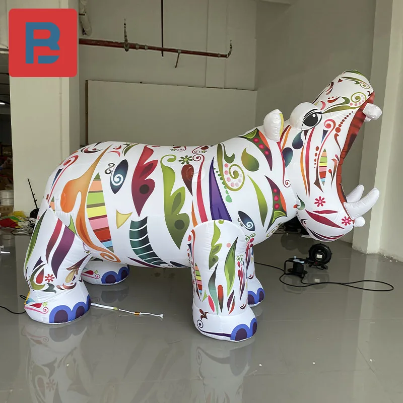 Inflatable totem hippopotamus model dai ethnic style Thai travel drainage celebration mall bar concert stage decoration