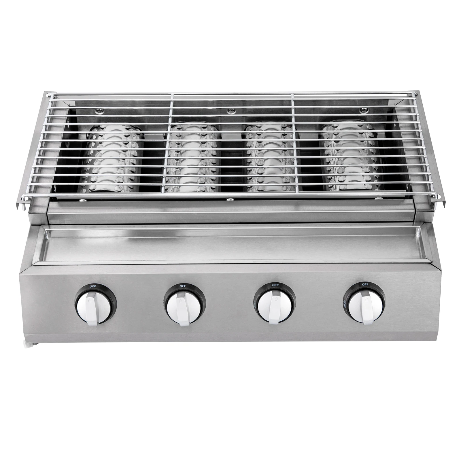 Professional 4-Burner Stainless Steel Portable Tabletop Propane/LPG Gas Grill ,Smokeless for Camping & Indoor/Outdoor BBQ
