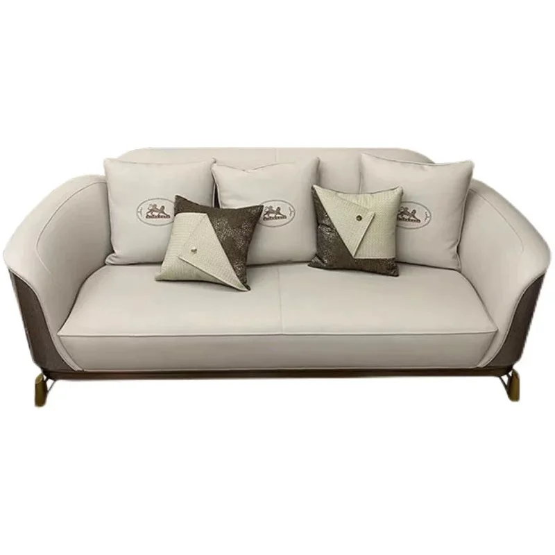 

Italian light luxury solid wood sofa combination living room Hong Kong minimalist postmodern villa suite