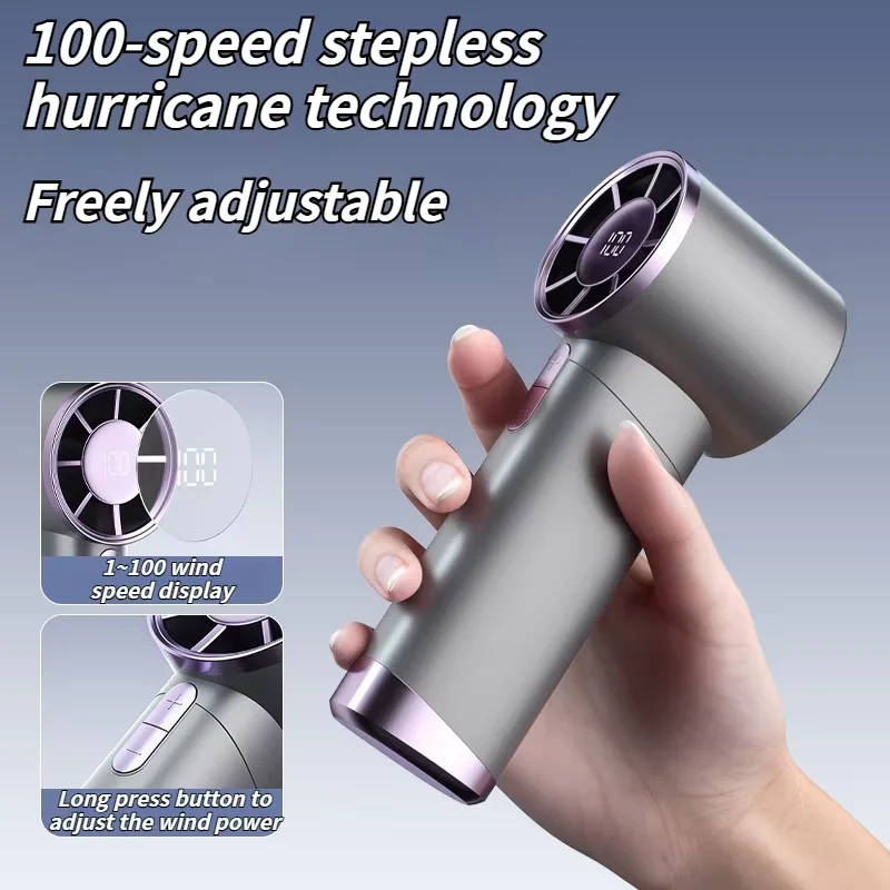 2025 Smart Digital Fan - Handheld Portable with 100 Speed Settings and Stepless Control for Home Office