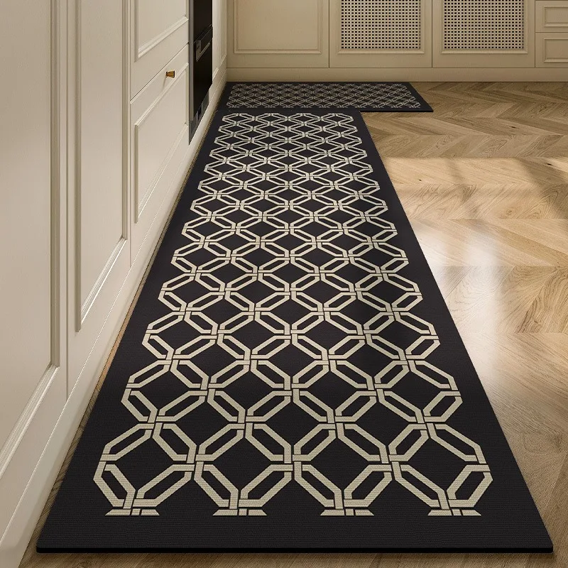 Kitchen Carpet American Retro Style Waterproof Oil-proof Floor Mat Pvc Leather Non-slip Rug Long Strip Home Decoration Carpets