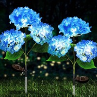 Solar 3Head Hydrangea LED Outdoor Flower Lights Waterproof Decoration Lighting for Patio,Garden,Backyard