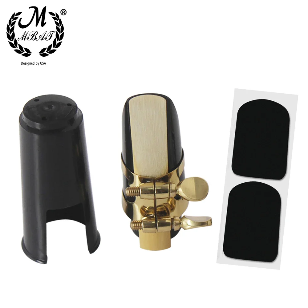 M MBAT Alto Tenor Sopran Sax Saxophon Mundstück Kunststoff mit Kappe Metall Schnalle Reed Dental Pad Holzblasinstrument Zubehör – Detail 5