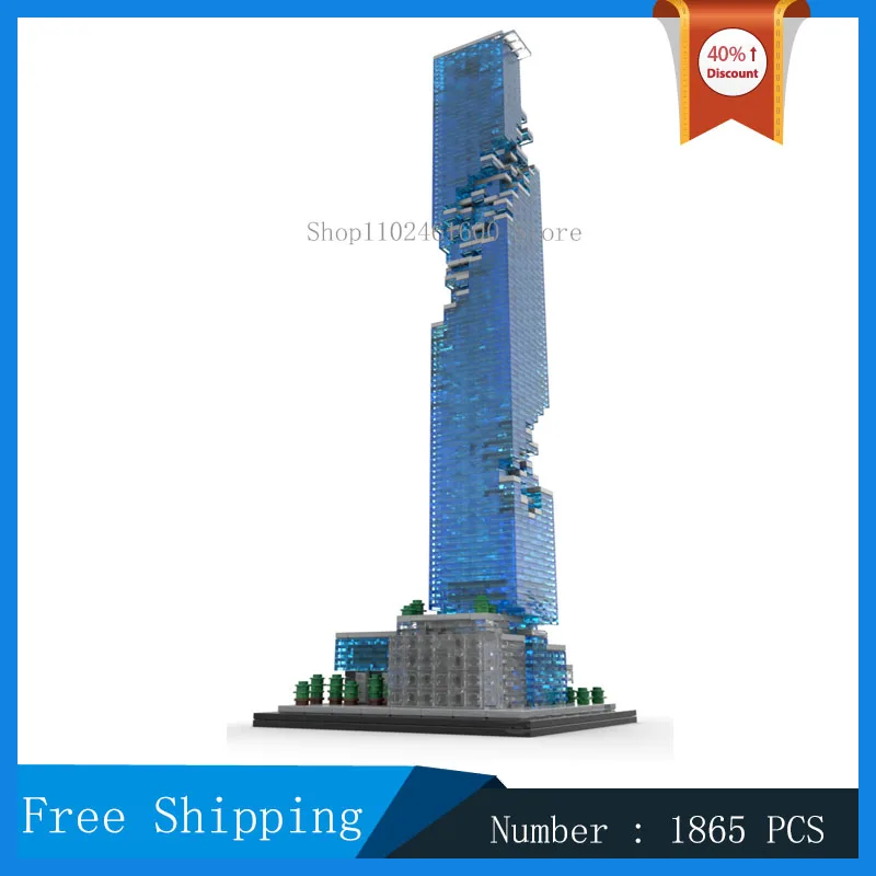 MOC City Street View Building 1:800 Scale Model Building Block Skyscraper Modern Tower Collection Toy Gifts