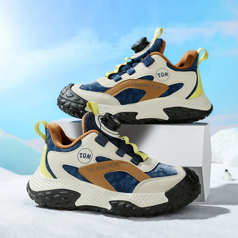 

Winter Plush Sneaker for Boys Children Shoes Warm Outdoor Walking Boys Snow Shoes Casual Sports Tennis Sneaker 4 To 12 Years