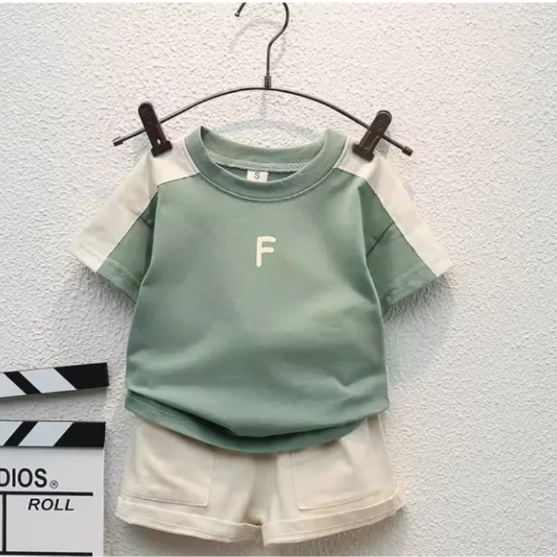 New Summer Baby Boys Clothes Sets Fashion Cotton Letter Printing T-shirts+Tooling Shorts 2pcs Kids Outfits for Infant Tracksuit