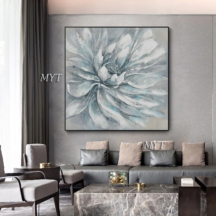 

Large Size Abstract Modern Flowers Design, Acrylic Wall Art, Living Room Decorative Frameless Handmade Oil Painting on Canvas