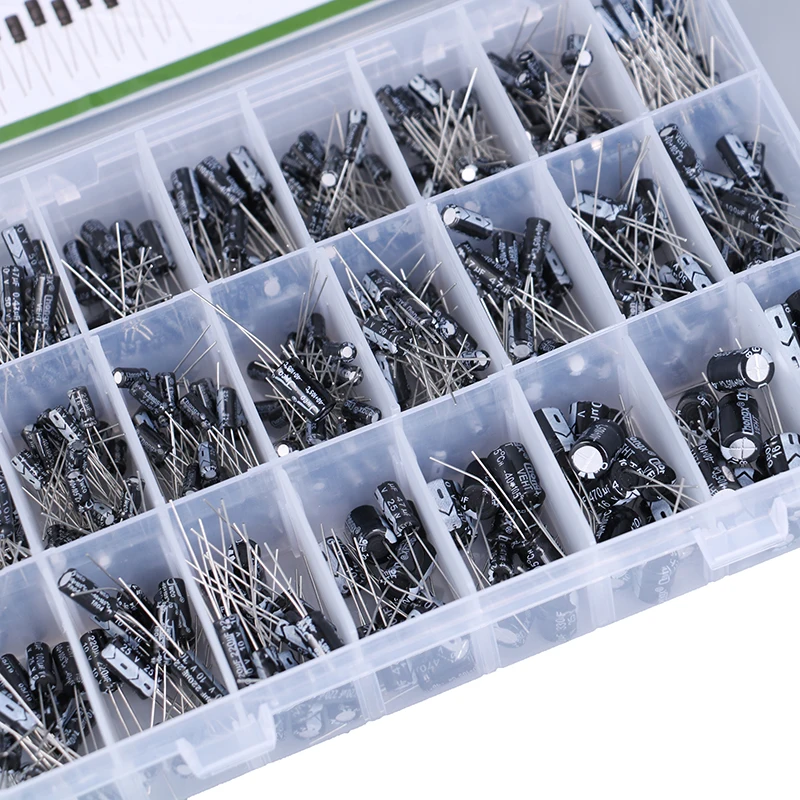 500Pcs 0.1-1000UF 24Values Aluminum Electrolytic Capacitors 16-50V Capacitor Kit