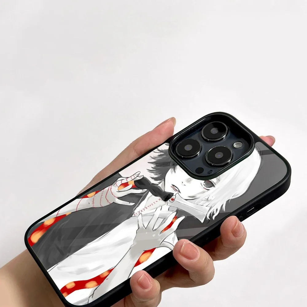 Anime JUUZOU SUZUYA Tokyo Ghouls Phone Case For IPhone 11 12 13 14 15 16 Plus Pro Max Mirror Acrylic PC TPU Cover