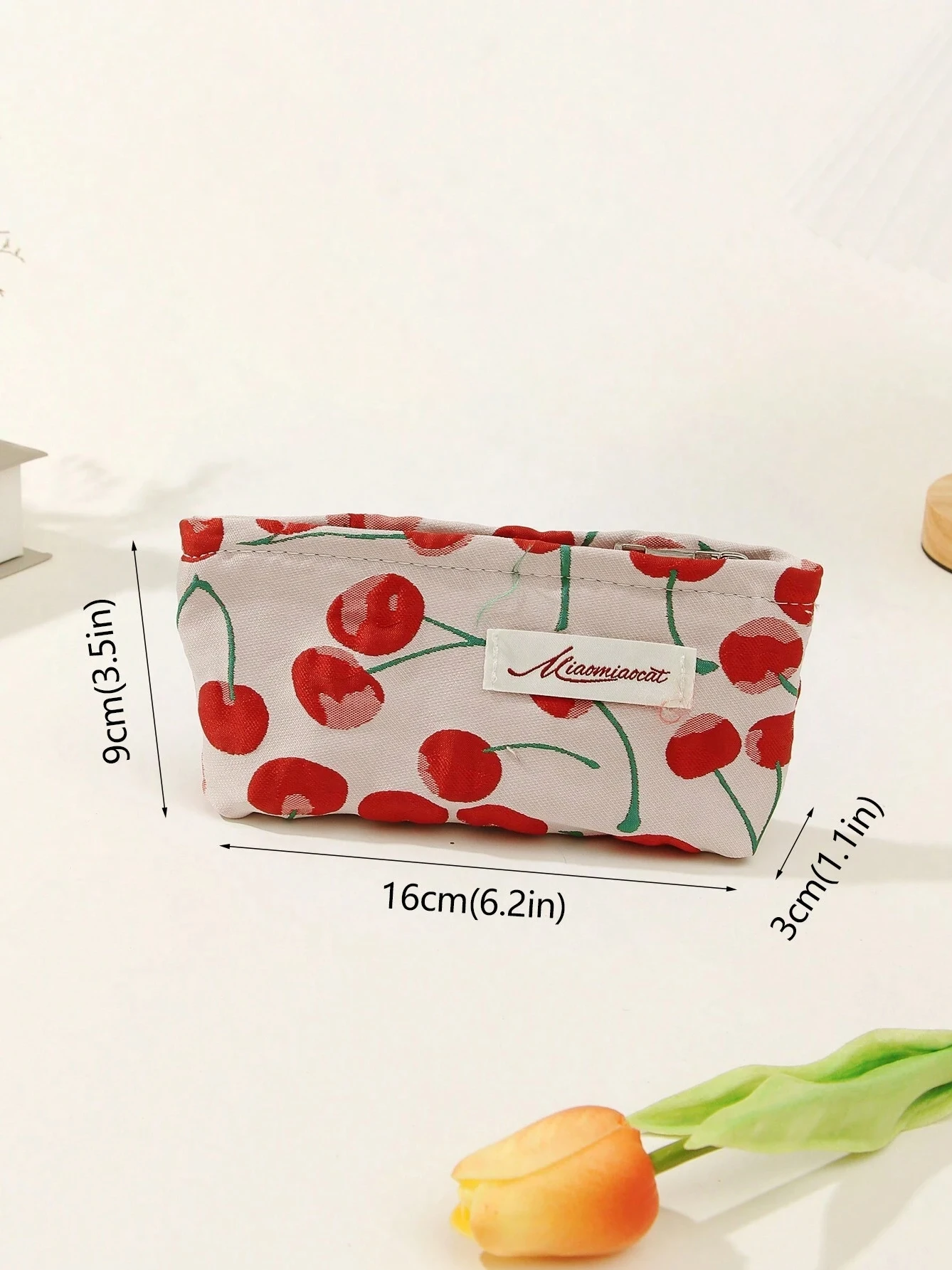 Embossed Cherry Cosmetic Bag High Capacity Hand-Held Mini Coin Storage Makeup Bag Beauty Bag Set For Travel Storage Organizer