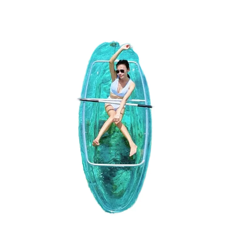 Hot Selling Electric Single/Double Kayak Boat Clear Pc Plastic Transparent Material Drifting High Quality Fishing LED Light