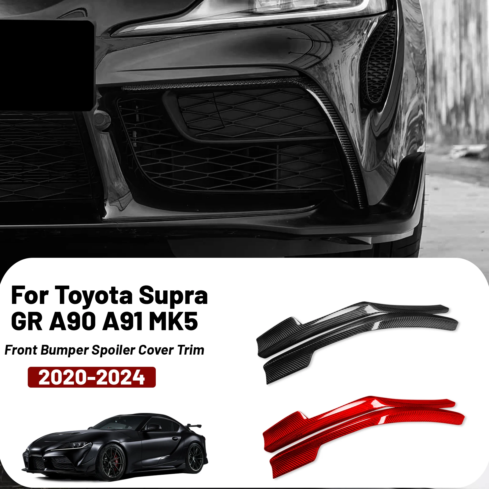 

Для Toyota Supra GR A90 A91 2020-2024 передний бампер из углеродного волокна, нижняя декоративная крышка, автоаксессуары, комплекты кузова