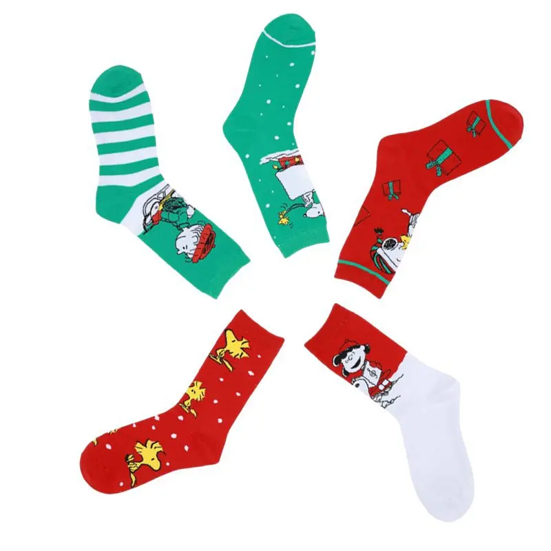 Kawaii Snoopy Cartoon Christmas Socks Anime Snoopy Women\'s Mid Tube Cotton Socks Student Ventilate Sports Socks Gifts Gifts Toys