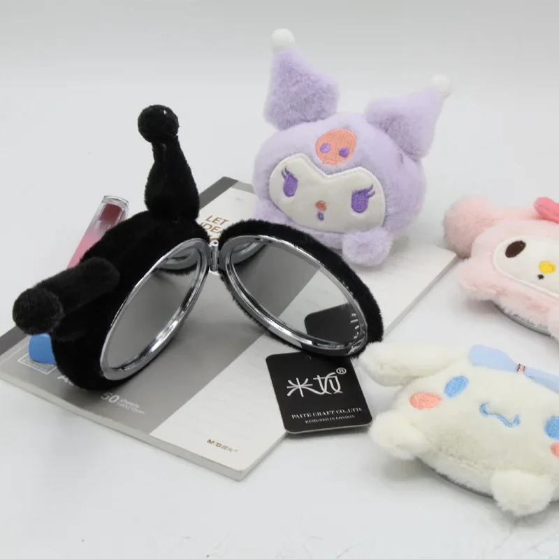 Cartoon Kuromi Double Sided Folding Mirror Hello Kitty Cinnamoroll Pochacco My Melody 3D Doll Mirror Good Friend's Birthday Gift