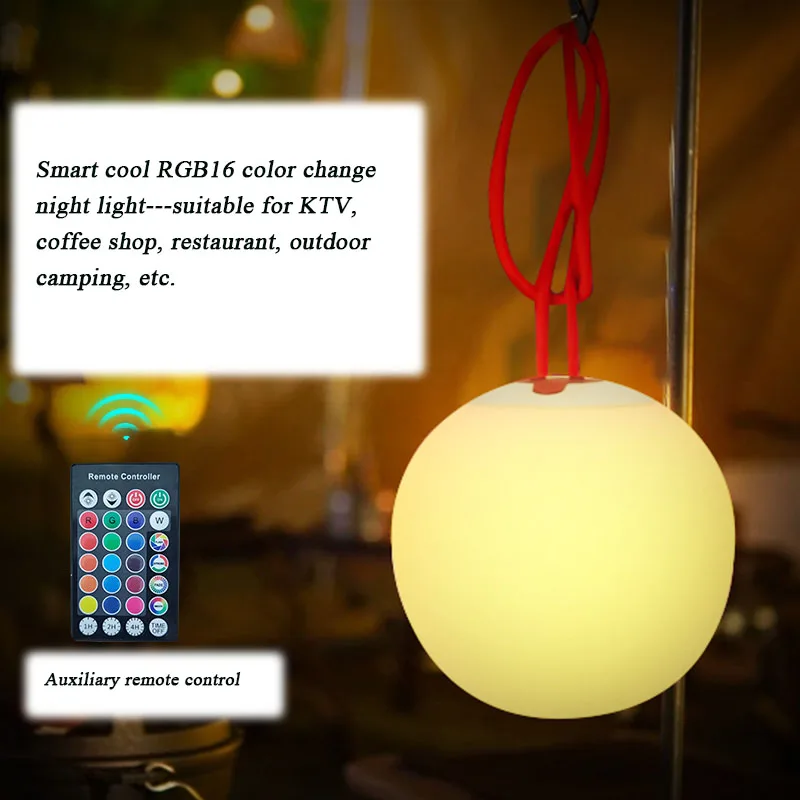 Lustre extérieur en boule LED PE durable et multifonctionnel, crash de chute et degré d'eau, charge, lumières décoratives ambiantes
