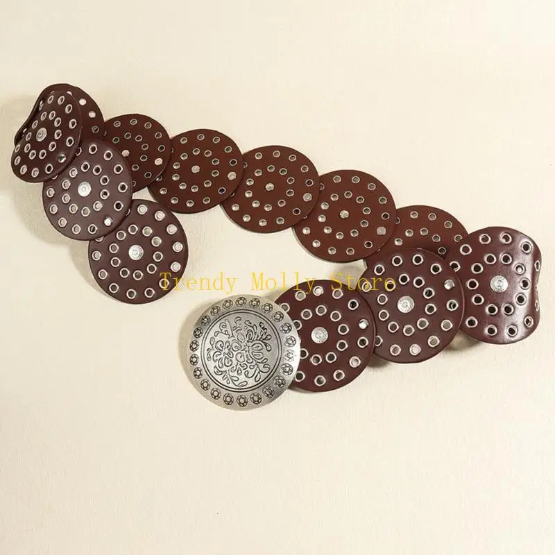 N5KB REFICE ROUND BOCKLE حزام على الطراز الغربي للرجال بنطلون سراويل