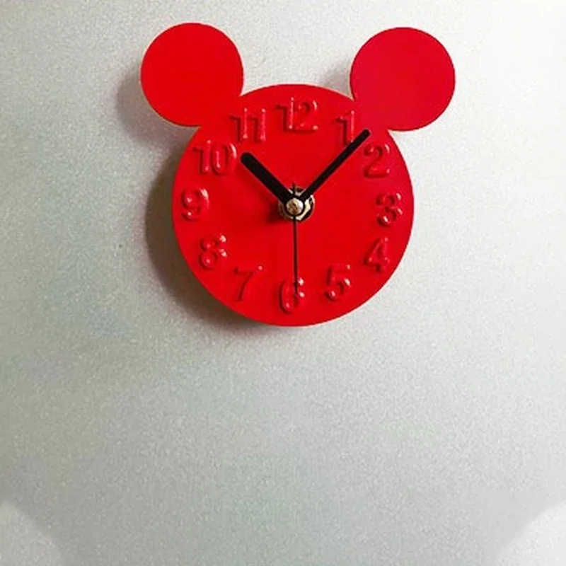 Disney-Reloj de pared 3D de Mickey Mouse, pegatinas creativas de dibujos animados, Relojes de pared, arte extraíble, decoración del hogar, sala de