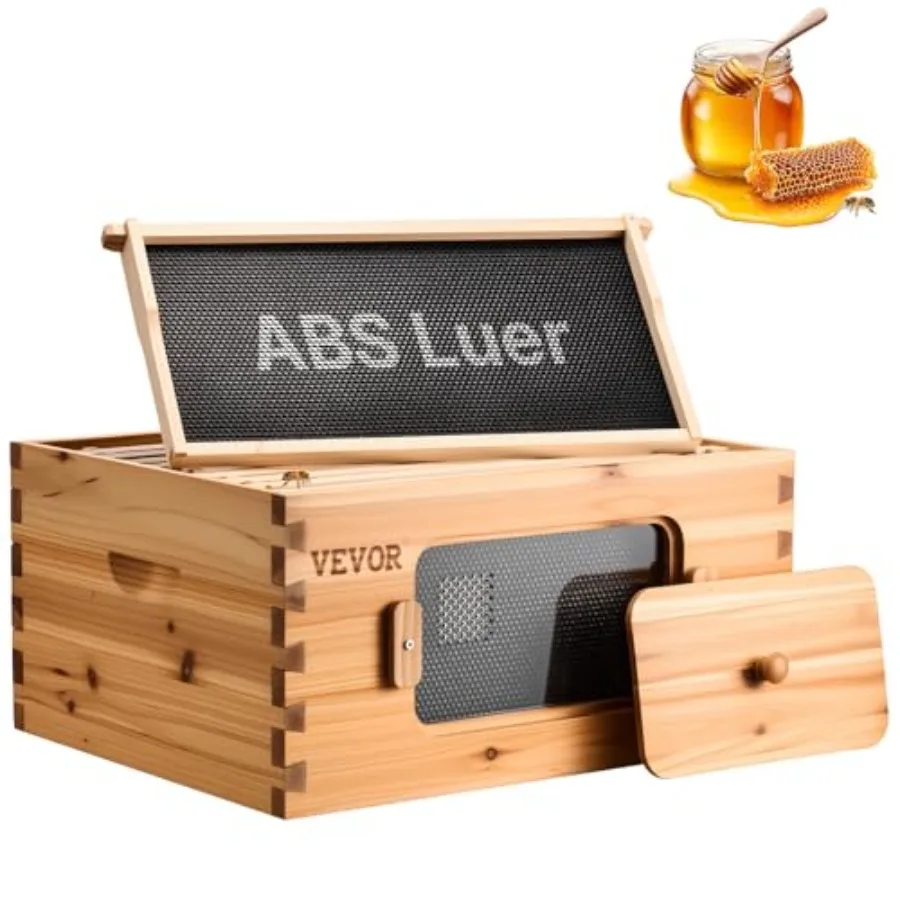 

10 Frame Bee Hive Beeswax Coated Fir Wood Bee Hives Starter Kit Bee Boxes Langstroth Beehive Kit Transparent Acrylic Windows wi