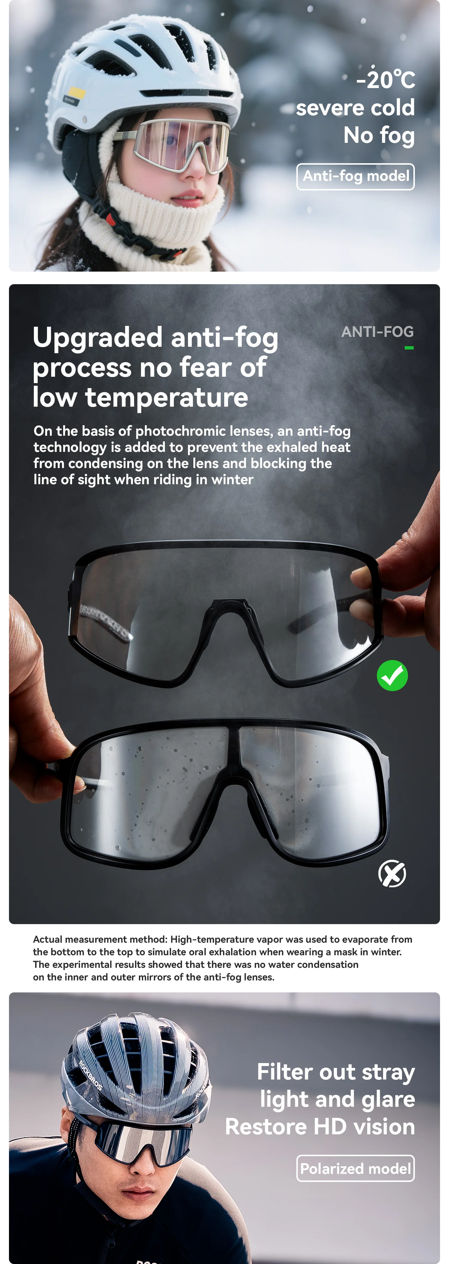 ROCKBROS Radfahrbrille Leichtgewicht Photochromatisch Polarisierte Fahrradbrille Antibeschlag UV400 Sonnenschutz Sonnenbrille für Im Freien Sports – Detail 5