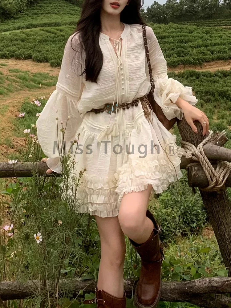 Autumn Korean Fashion Y2k Sweet Dress Women Elegant Vintage Solid One Piece Dresses Design Long Sleeve Party Retro Clothing 2024