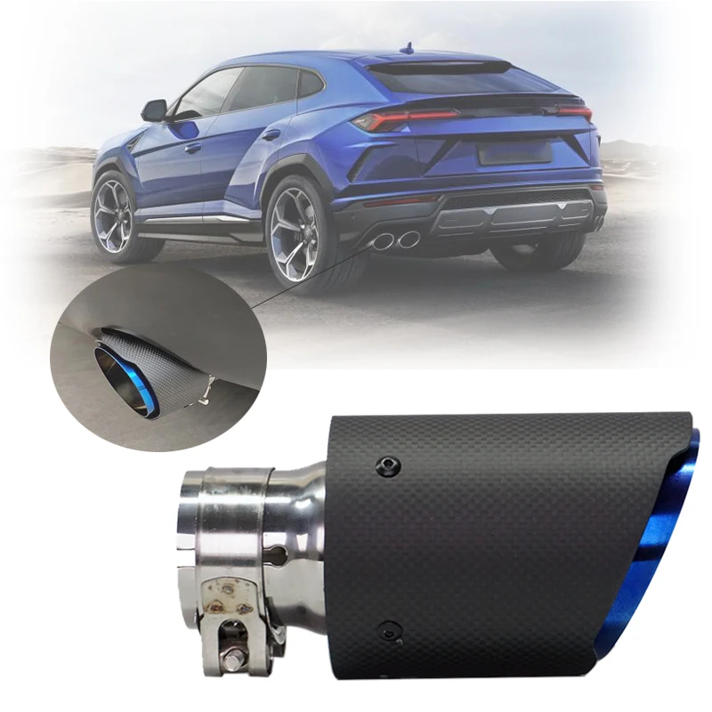 Geetha Car Modification Matte 3k Carbon Exhaust System Tail Pipe Stainless Steel Pipes Tail Muffler Universal End Tip Auto Parts