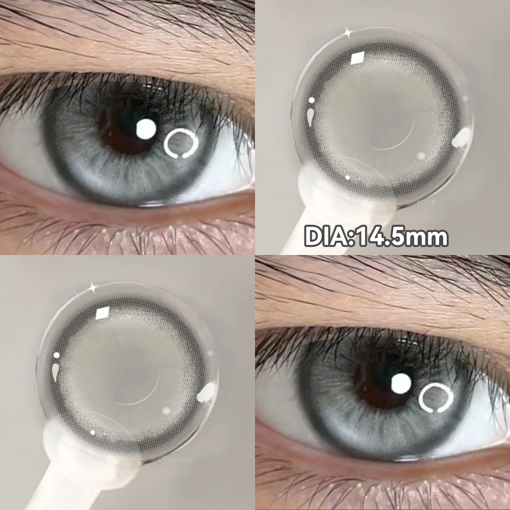 OVOLOOK-2PCS New Gray Prescription Contact Lenses Fashion Pupils Cosmetics Eye Color Lenses Myopia Colored Contact Lenses Brown