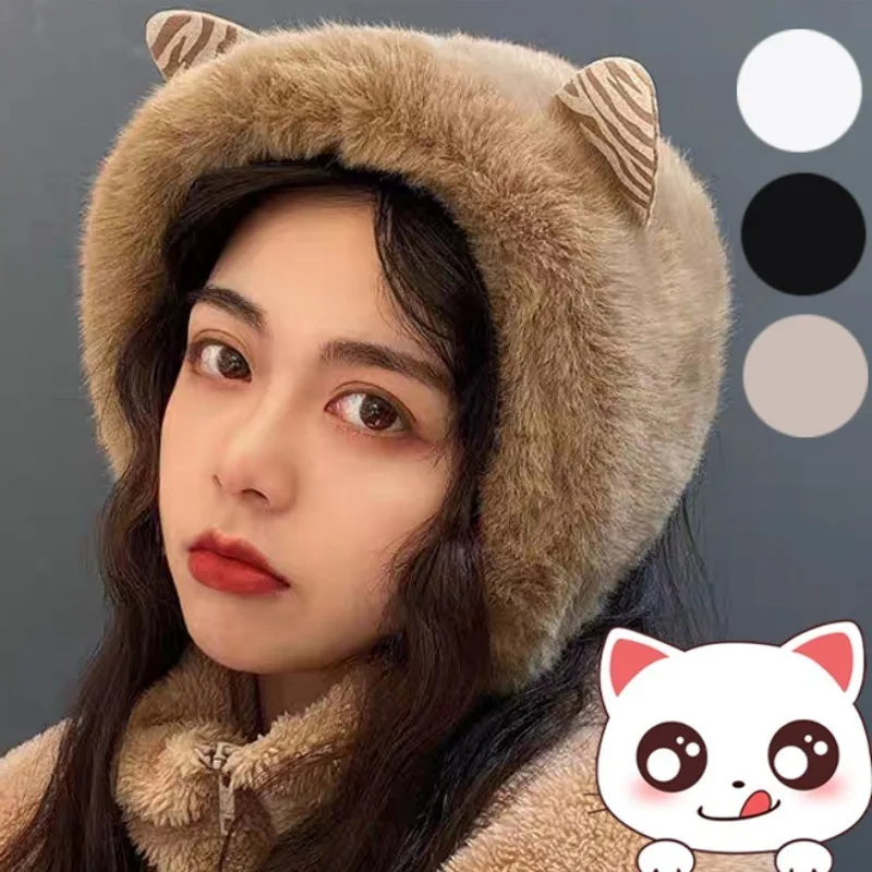 

Women Cute Cat Ear Fuzzy Earmuffs Winter Warm Plush Earmuffs Kawaii Thickening Ears Headband Outdoor Windproof Ear Protection