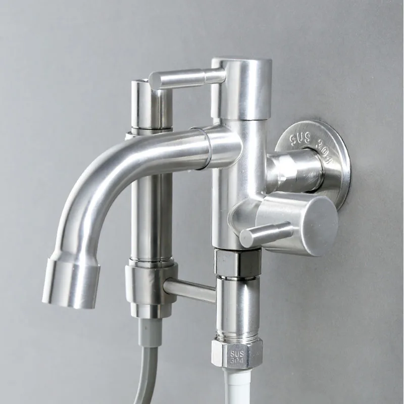 

Three Way Sink Faucet Washing Machine Tap Angle Valve Diverter Stainless Steel Multifunction Balcony Mop Pool Tap Flushing Spray