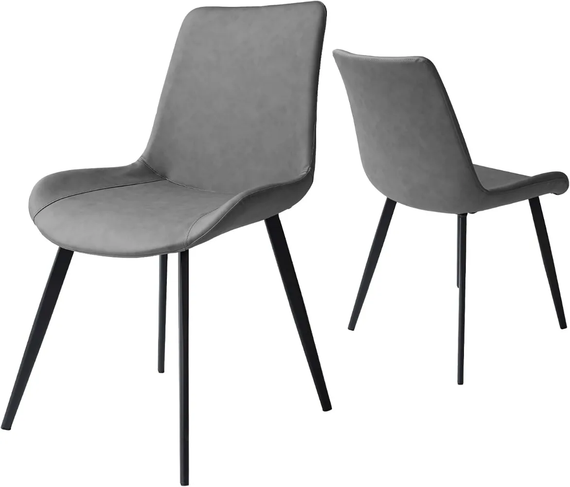 Dining Chairs Set of 2, Modern Kitchen & Dining Room Chairs, Upholstered Dining Accent Chairs (Set of 2 Grey Chairs)