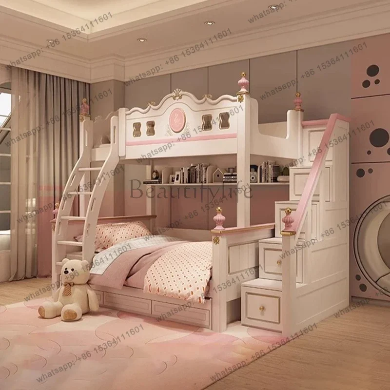 PG modern luxury bases master bunk beds for kids white girl day bed bedroom furniture sliding loft bed frame with drawer storage