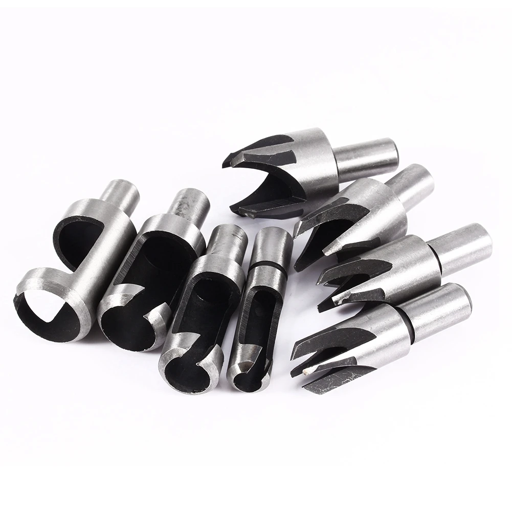 8 Pcs Chamfer Wood Plug Cutter Straight & Tapered Taper Claw Type Drill Bits Wood Plug Cutter Drills Industrial Hardware Tools
