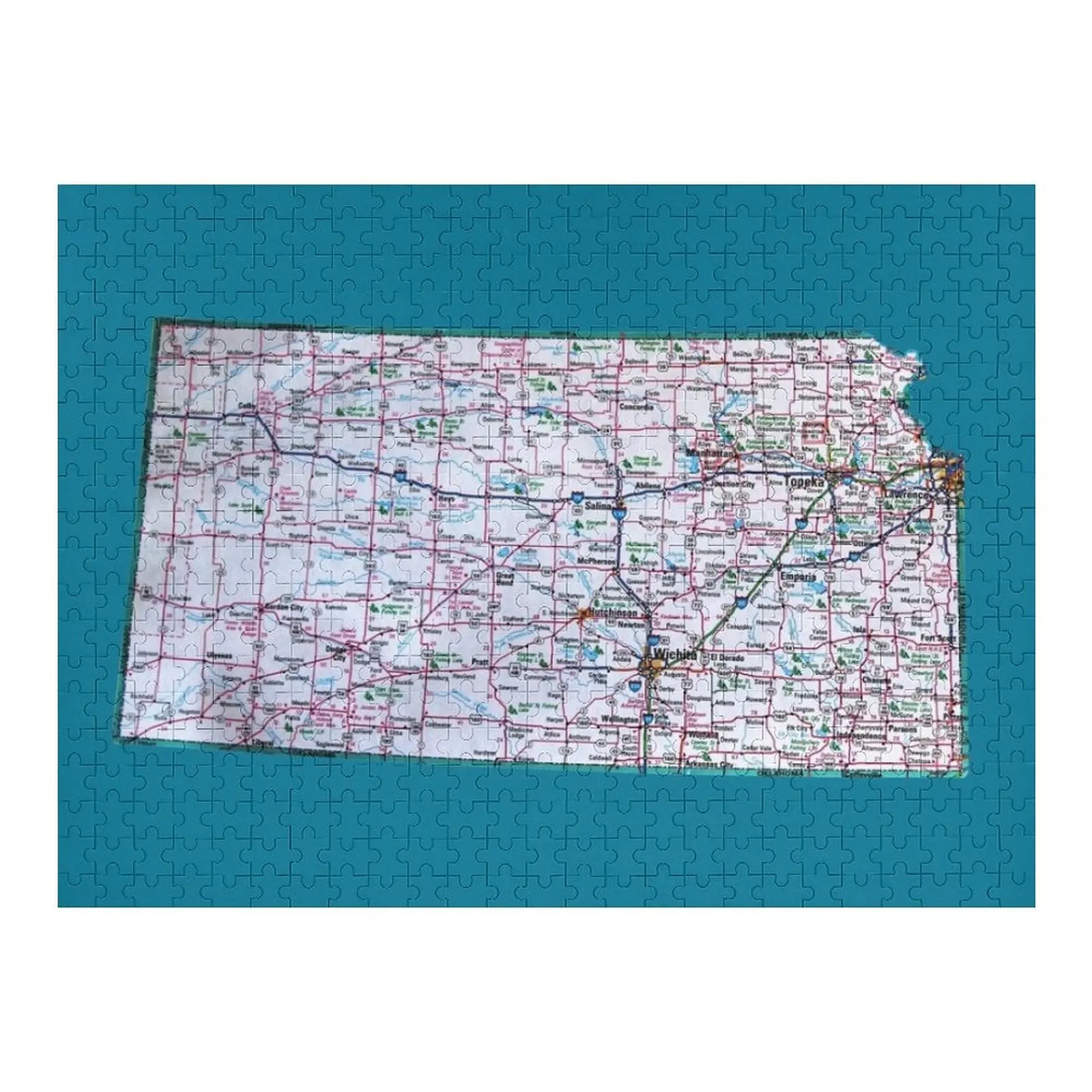 

Kansas Roadmap Jigsaw Puzzle Diorama Accessories Customizable Child Gift Anime Puzzle