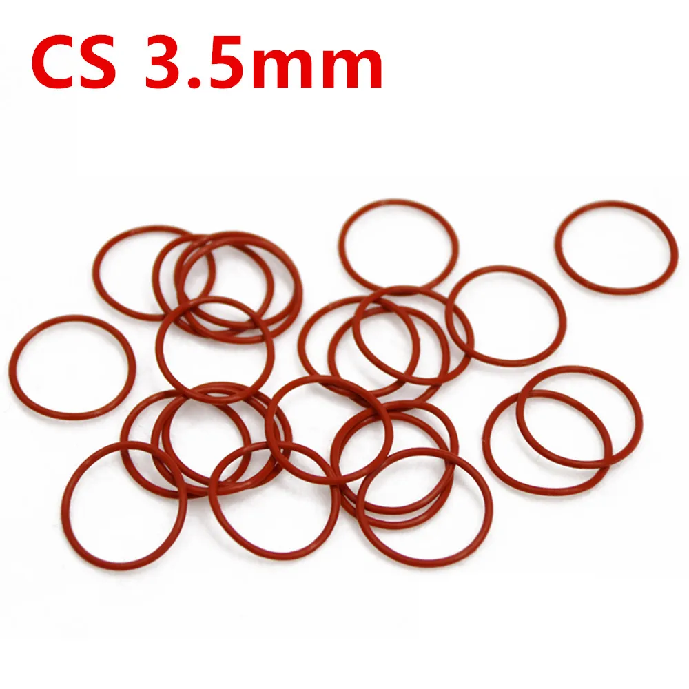 Red VMQ Silicone Ring Gasket CS 3.5mm OD 10 ~46mm O Ring Rubber Seal Pressure Cooker O-ring Food High Temperature Gasket