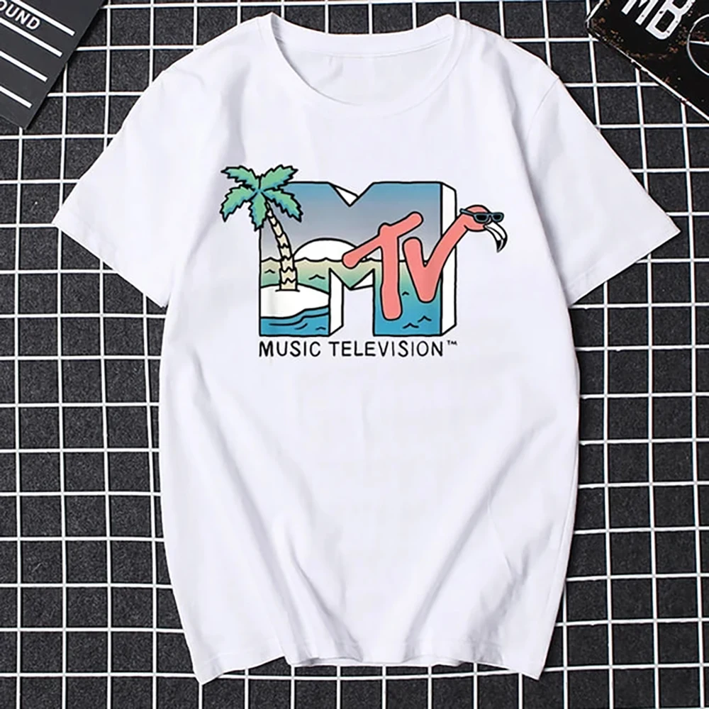 JRJZ Men\'s T-Shirt Mtv Retro Casual Cotton T-Shirt Retro Shirt Pop Music Tv Culture Bands Oversized Tops Men\'s Clothing #913091