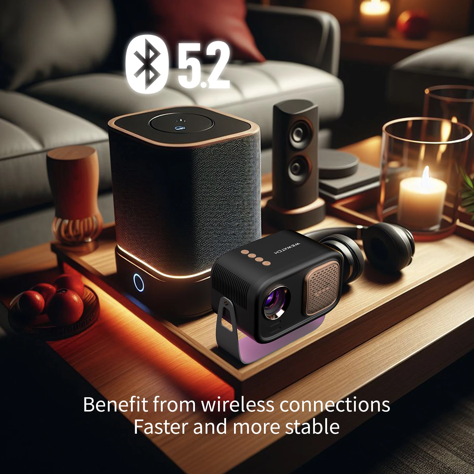 WEWATCH V11 미니 프로젝터 전기 초점 45 °   키스톤 보정 360 °   회전 LED 프로젝터 1080P FHD 14000 루멘 WiFi6 BT5.2