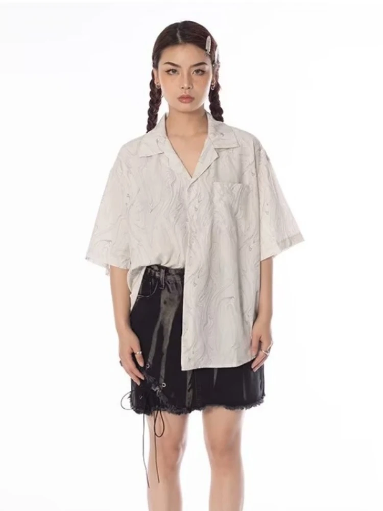 Baggy Shirts Dames Gedrukt Japanse stijl Mode Eenvoudig Casual Elegant Harajuku Halve mouw All-match Ademende kleding Gezellig