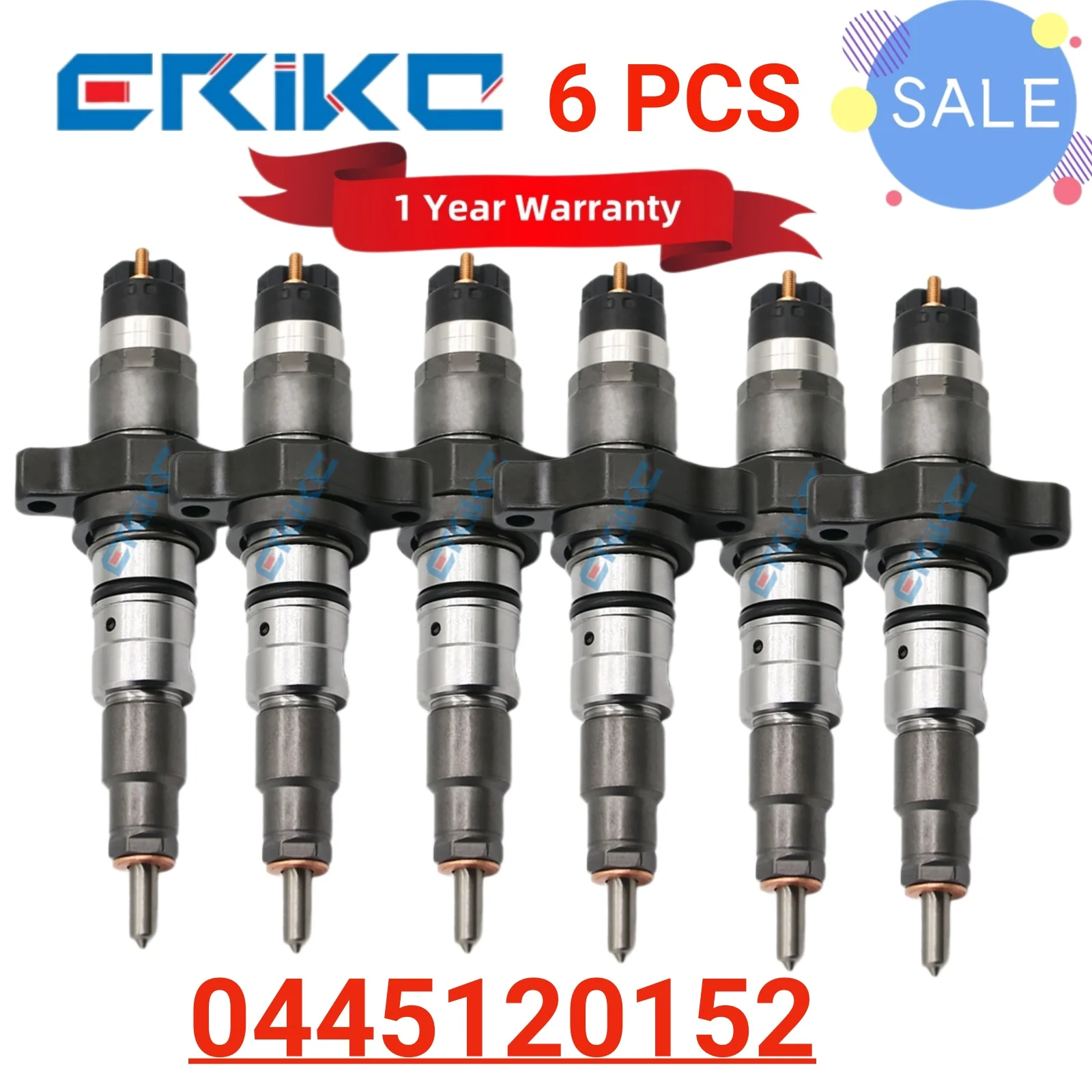 6PCS 0445120152 Auto Electric Fuel Injector 0 445 120 152 0445 120 152 Common Rail Injector 0445120252 for Cummins Various