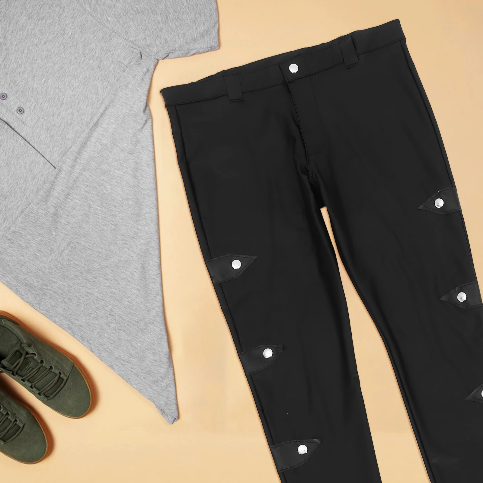 

Pants Stretchy Breathable Elastic Waistband Night Club Long Trousers Slim Fit Legging Suit