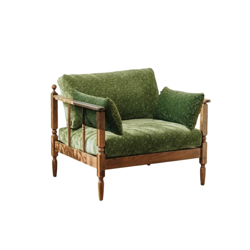 LMM solid wood retro balcony chair creamy light luxury simple removable change and wash