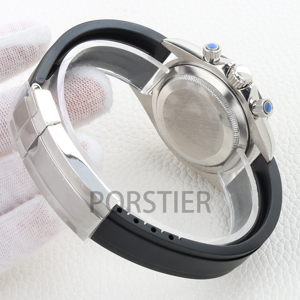 40mm VK63 Case Solid 316L Stainless Steel Rubber Bracelet for DAYTONA VK63 VK64 Automatic Movement 29mm Dial 100m Waterproof - view 5