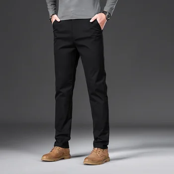 97% Cotton Men's Casual Pants Autumn Fashion Comfortable Elastic Slim Straight Business Trousers Black ArmyGreen Khaki 4 97% Cotton Men's Casual Pants Autumn Fashion Comfortable Elastic Slim Straight Business Trousers Black ArmyGreen Khaki 4