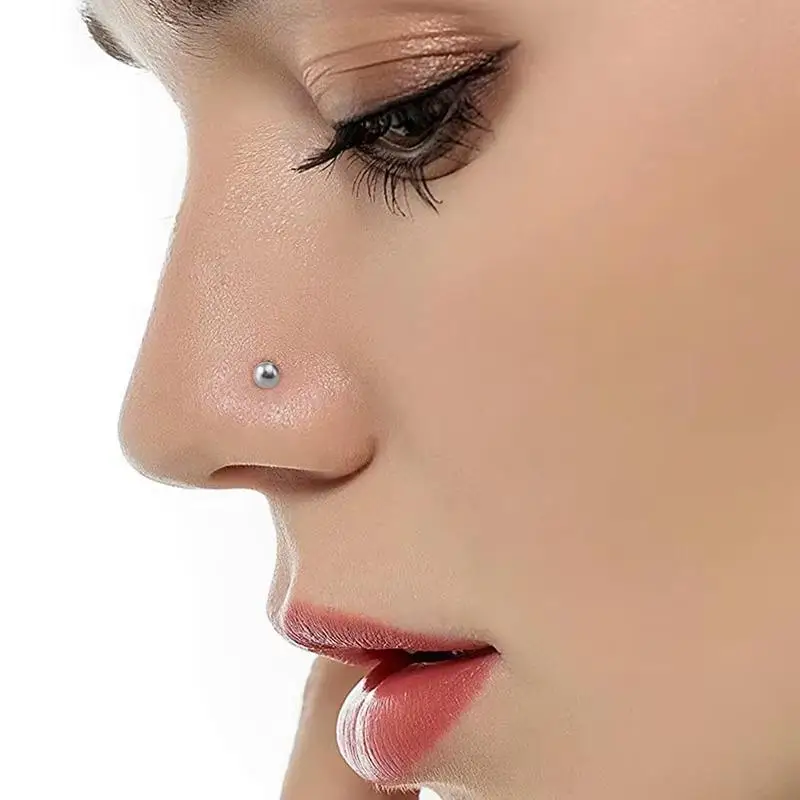 10pcs 20G Stainless Steel Nose Stud Set Nose Piercing Set Nose Ring Nariz Bone Studs Screws for Men Women Nostril Body Jewelry