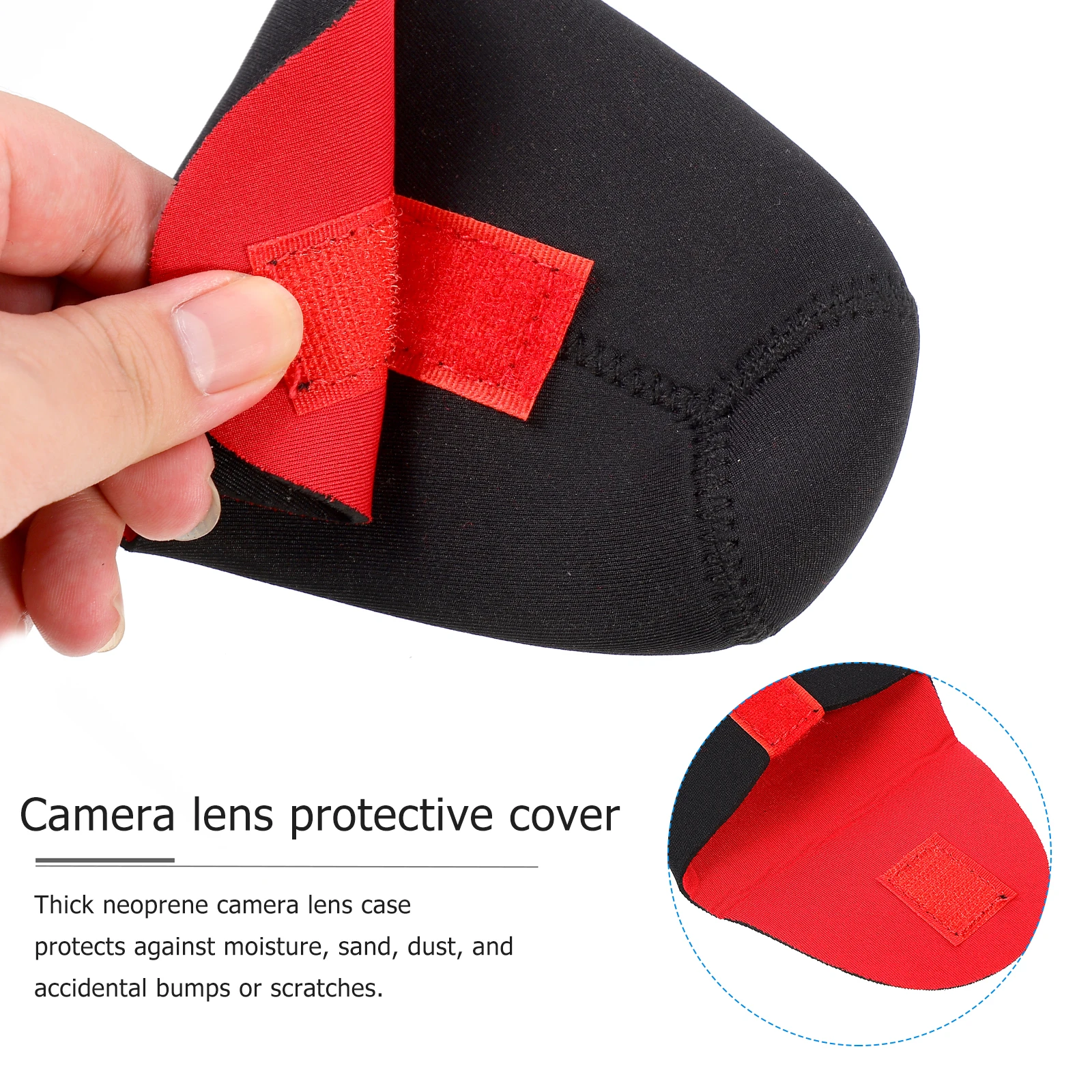 

5pcs Camera Lens Case Water Resistant Neoprene Pouch DSLR Accessories Protects Moisture S Dust Bumps Scratches Belt Loop Snap